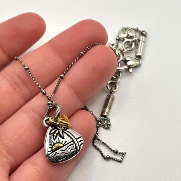Brighton Live Life Beach Scene Charm Necklace Two-Tone Silver & Gold - Picture 6 of 7